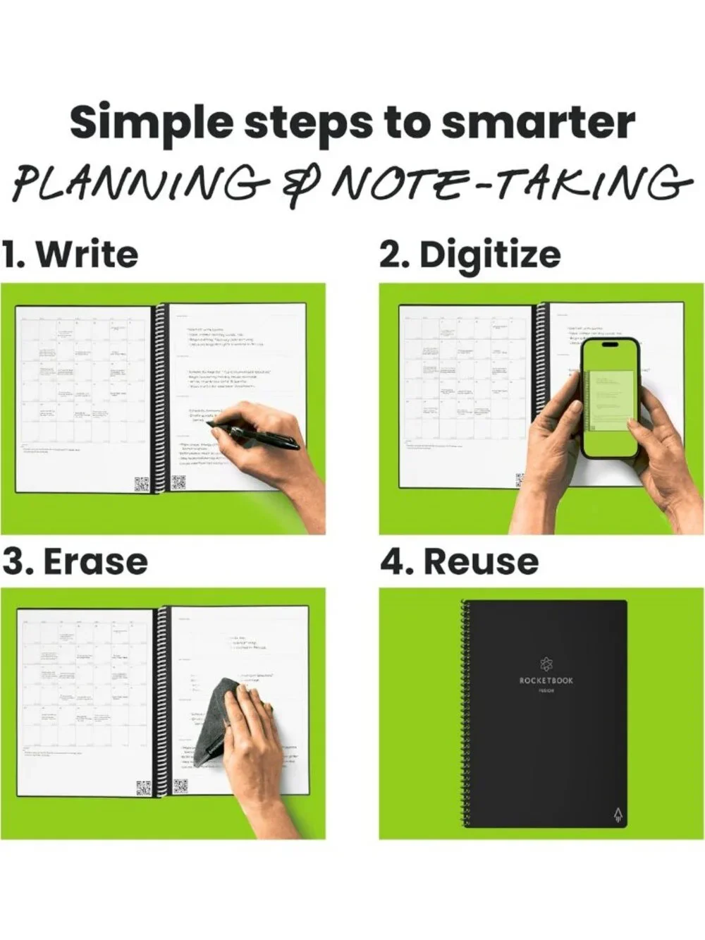 Reusable Hybrid Planner & Notebook, Goal Tracker, Undated Executive Size 6x8.8